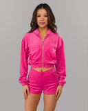 Velour Zip Hoodie - Bloom