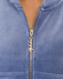 Velour Zip Hoodie - Bluebonnet