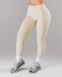 Pump Mid Rise Legging - Wheat w/ Logo
