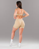 Pump Mid Rise Short - Sahara w/ Logo