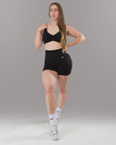 Pump Mid Rise Short - Black w/ Logo